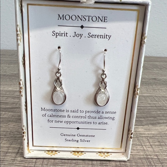 Sterling Silver | Moonstone Drop Earrings - Picture 4 of 8